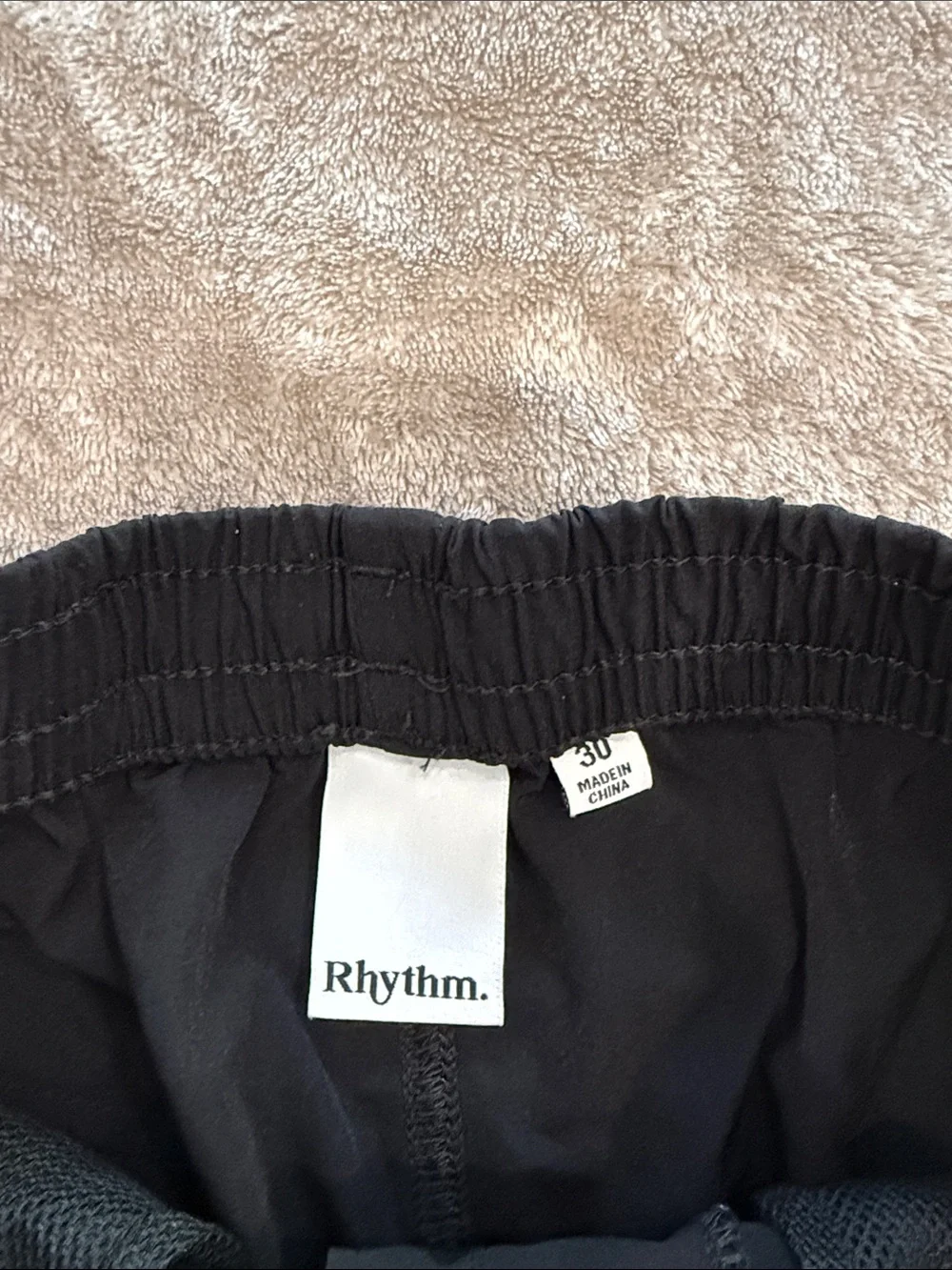 NWOT Rhythm Black Swim Shorts with Leopard-Print Side Panels size 30